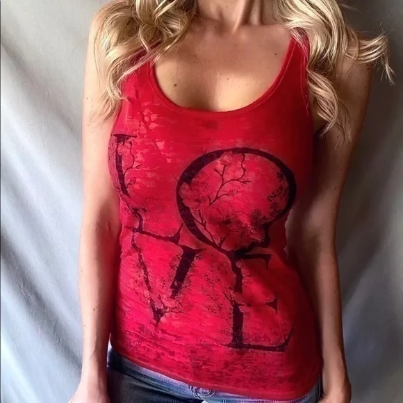 Red Semi-Sheer Burnout 