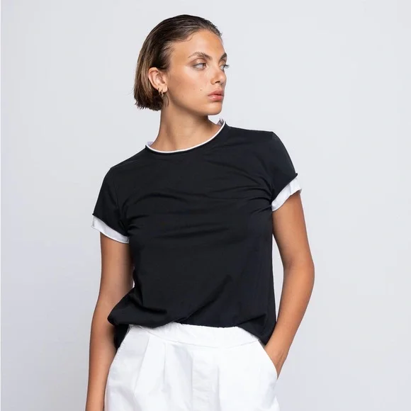 Amici by Baci size(look @ measurements) black and White Women's Top