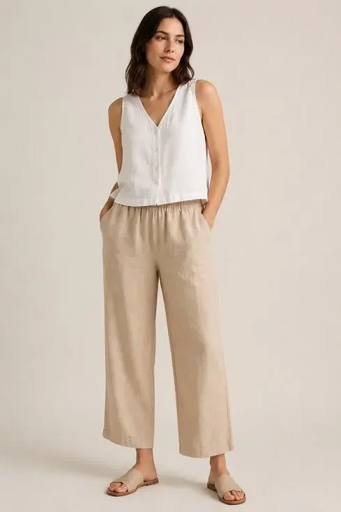 Quince 100% European Linen Pull-On Pants – Size Large