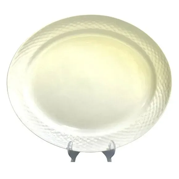 Basket Wreath by Tabletops Unlimited White Embossed Large Oval Serving Platter