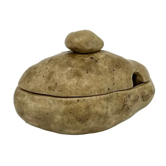 Vintage Ceramic Baked Potato Dish Lidded Sour Cream Condiment Holder ***No Spoon