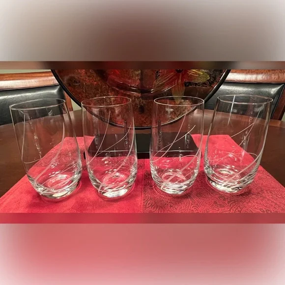 Pier 1-Clear Etched Swirl Tumblers-Set of Four