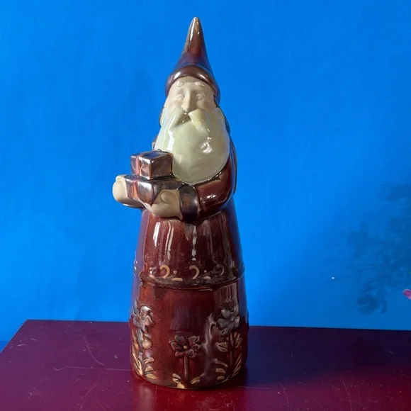 Pier One Pere Noel Santa Claus Figurine Wood Land Rare 10.5”