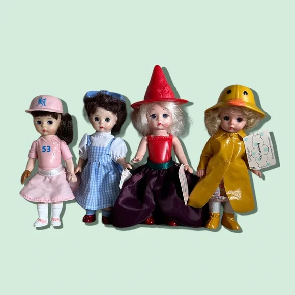Set Of Four Madame Alexander Small 5” Dolls Dorothy Wicked Witch Baseball Rain
