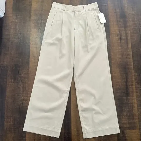 NWT Everlane The Linen Way-High Drape Pant Beige Size 12