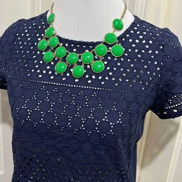 Joules Women's Size 4 Navy Open Weave Pull On T Shirt Blouse