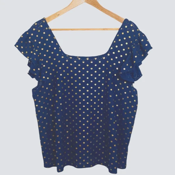 Zac & Rachel Women's Size XL Blouse Sleeveless Shirt Blue Gold