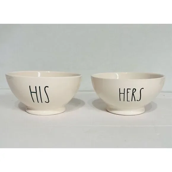 Rae Dunn HIS and HERS Bowls   EUC