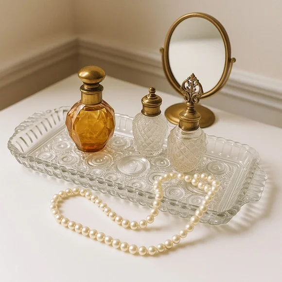 Vintage 1950s MCM Anchor Hocking Colonial Lady Serva-Snack Glass Tray (No Cup)