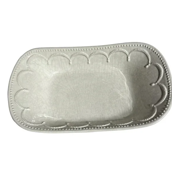 Italian Stoneware Rectangular Serving Dish Cream Crackle‎ Glaze Tuscan Farmhouse