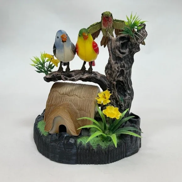 Realistic Talking Birds Battery Operated Pen Holder Desktop Gift 6 1/4
