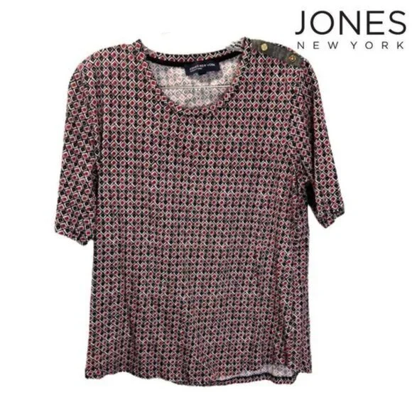 Jones New York Women's‎ Round Neck Short Sleeve Casual T-Shirts Tops