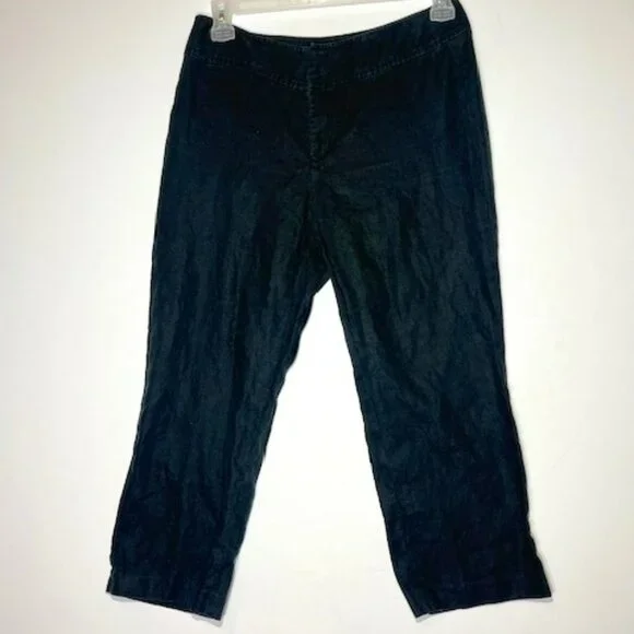 Banana Republic Women's‎ 100% Linen Black Cropped High Rise Casual Pants Sz 10