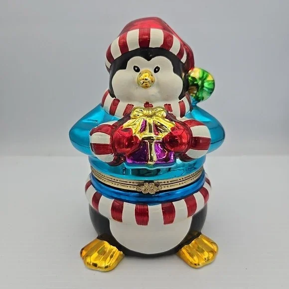 Animated‎ Penguin Musical Box Windup Plays Joy To The World Mr Christmas VTG 7