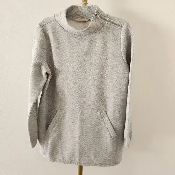 Soft Surroundings Long Sleeve Tunic Mock Sweatshirt Womens Size M Gray Quilted