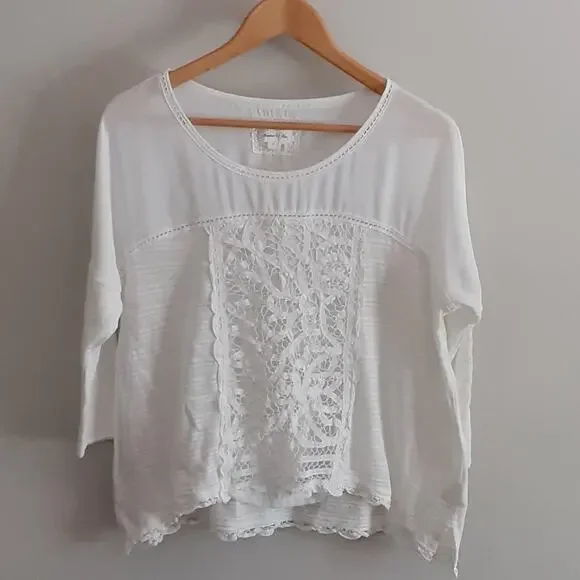 MEADOW RUE ANTHROPOLOGIE BOHO WHITE CROCHET LACE medium