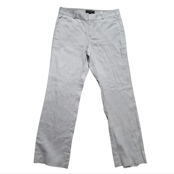 Banana Republic Logan Fit Linen Blend Straight Leg Dress Pants Grey Size 2