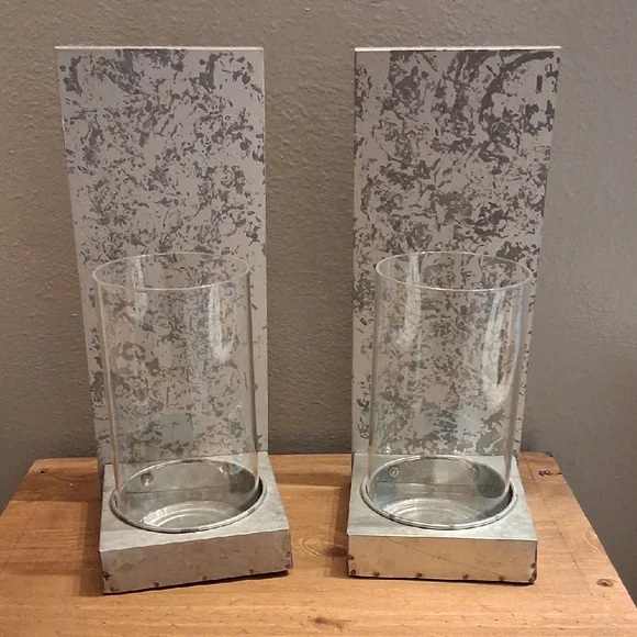 Pier 1 Imports Gray and Silver Candle Holders