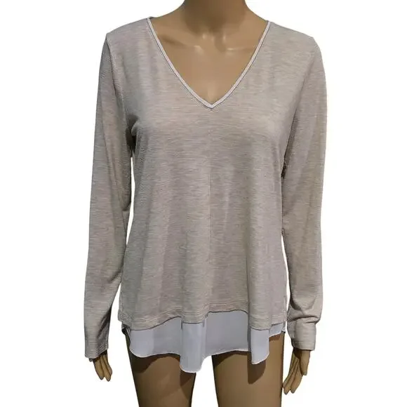 WHBM Beige Long Sleeve Top Medium NWOT