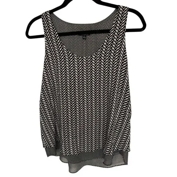 Cynthia Rowley Women's Black White Diamond Print Sleeveless Tank Top Size Small