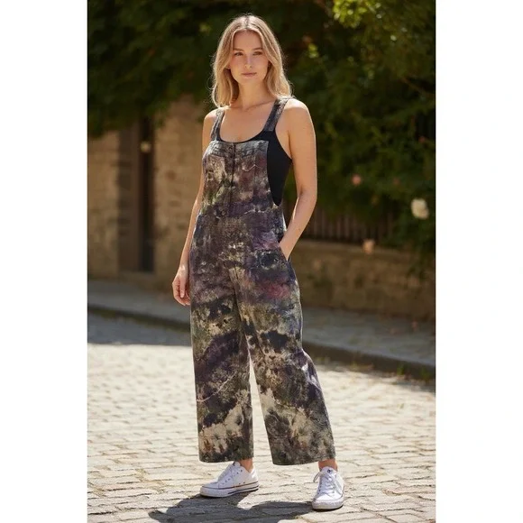 Everlane Womens‎ Linen Oversized Jumpsuit Tie Dye XS/S Size 00 Rework Custom