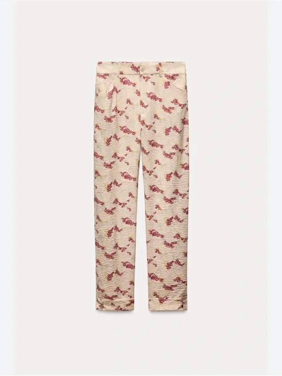Zara Floral Cottagecore Straight Leg Pants Small