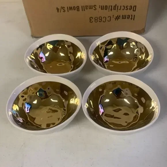 Yedi Houseware New Bone China Set of 4 Gold Small Bowls, 5