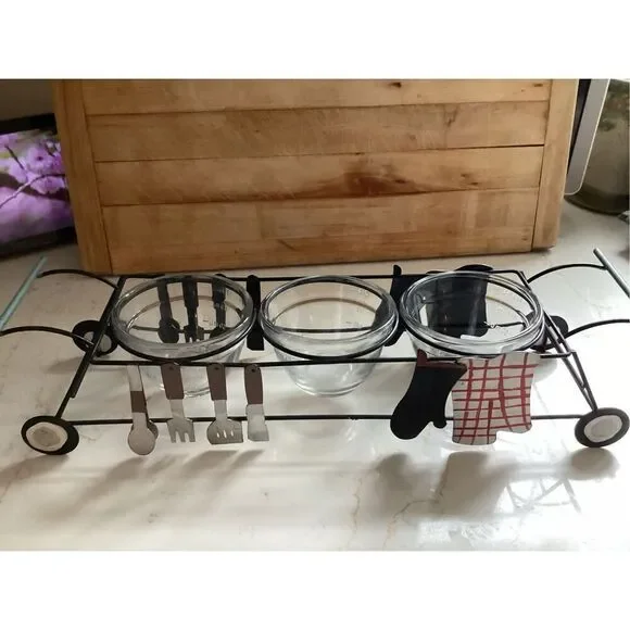 Pier One Barbecue Condiment Serving Set 16”x4”x5”