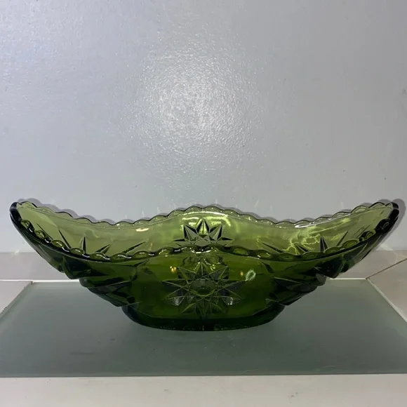 Emerald Green Anchor Hocking Star Of David Catchall 1960’s Decorative Candy Dish