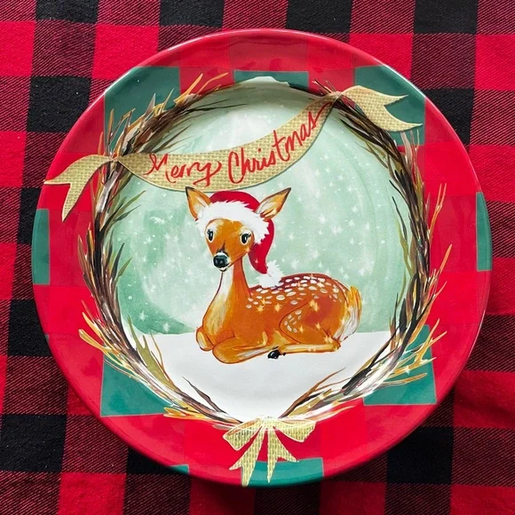 6 Pier 1 Imports Melamine Christmas Deer Plates