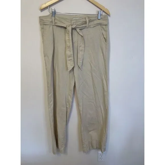 Banana‎ republic Womens Pants The Martin Linen Cotton Belted Size 10 Cool Career