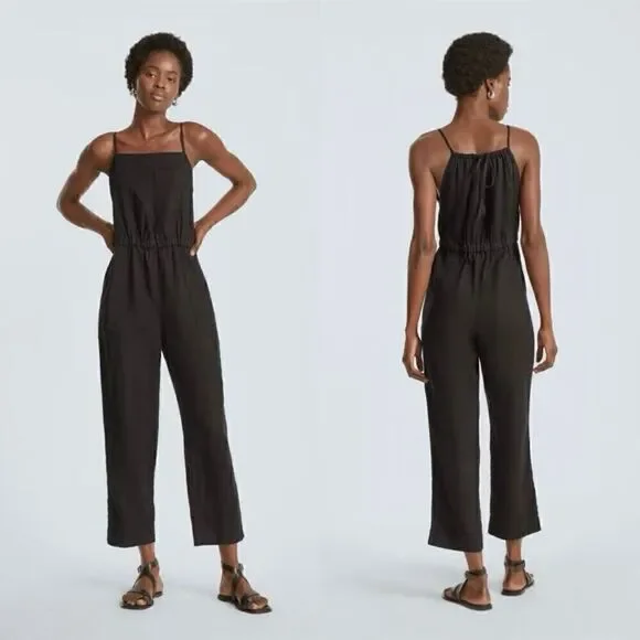 Everlane The Linen Shoestring Jumpsuit Black Size S NWT