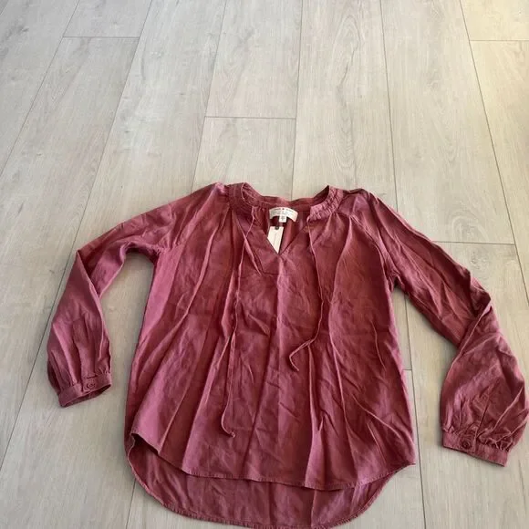 Anthropologie Cloth & Stone Becky Blouse Tencel Mauve Tunic Top Size S