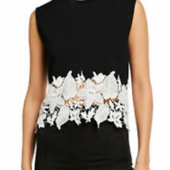 NWT Derek Lam 10 CrosbyLea Lace-Trim Top