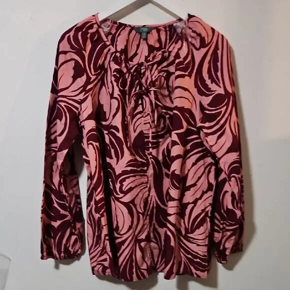 Terra & Sky Pink and Burgundy Blouse 14W
