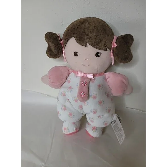 Baby Starters My First Doll Plush Rattle 2018 Brown Hair Eyes Stuffed Animal Toy