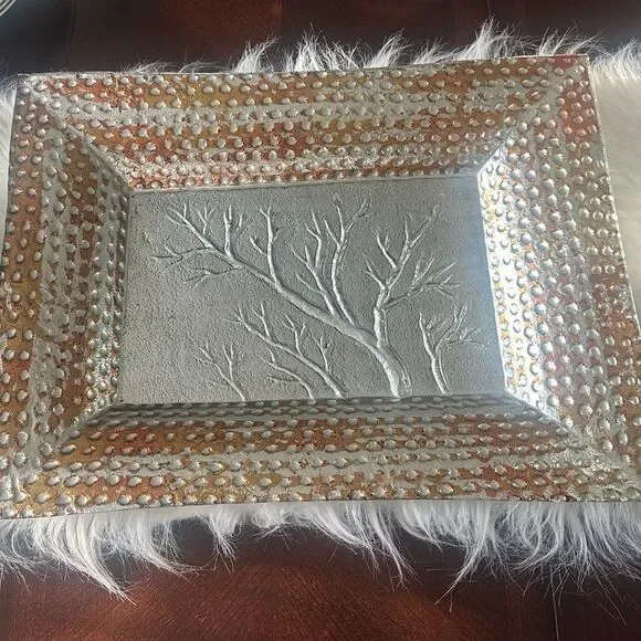 Pier 1 Glass Rectangular Decorative Tray