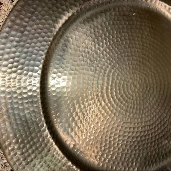 8 Pier 1 Textured Silver Decorative Charger Plate