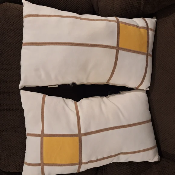 PIER 1 Imports Yellow&White Throw Pillow