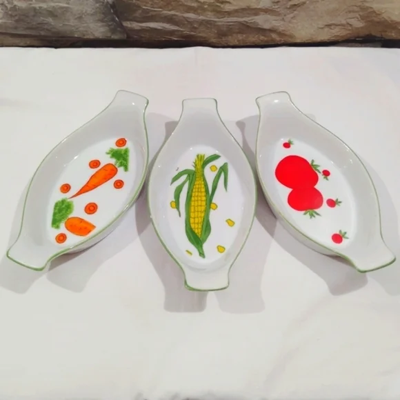 Vintage Franci Vegetable Polkadot Side Dishes Villa Vanilla Taste Setter