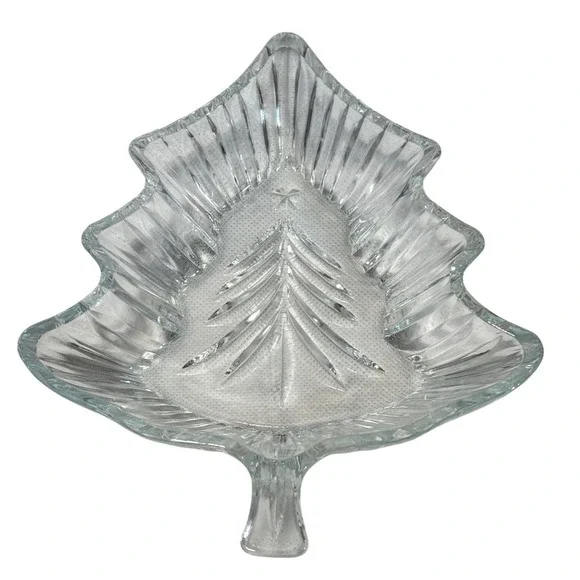 Celebrations by Mikasa Christmas Night 7-Inch Crystal Tree Candy‎ Dish