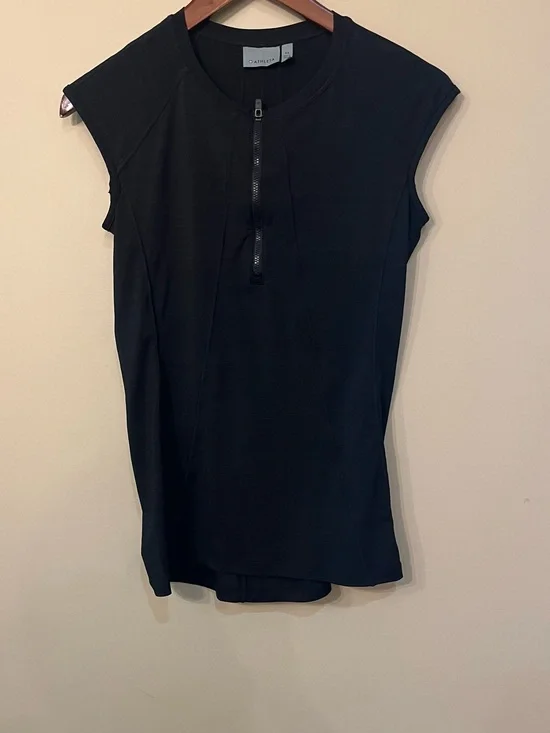 Athleta Pacifica UPF 50+ Tank Top rear zippered pocket, zip front activewear XS