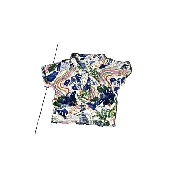Sunburst Kiss Women's Size Medium Button Up Crop Floral Shirt