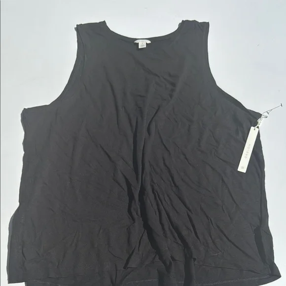 Caslon Black Sleeveless Tank Top 3X NWT Soft Drapey Layering Basic