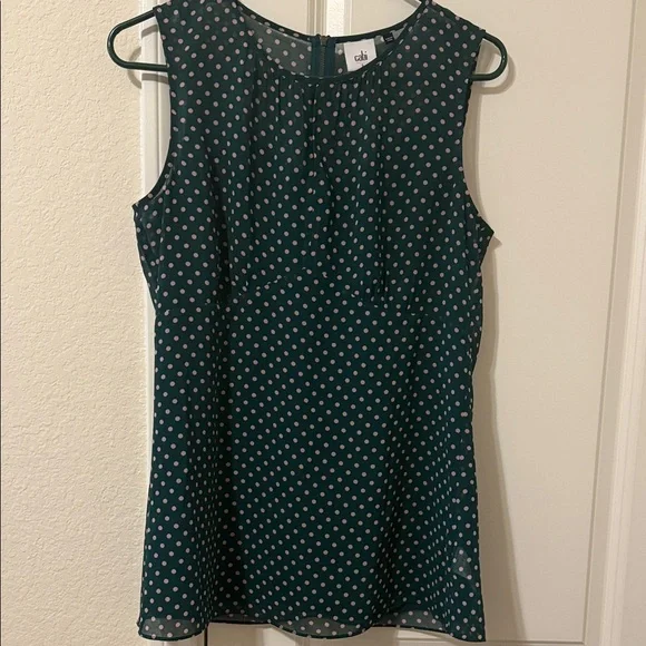 CAbi Green and Pink Sleeveless Top Size S