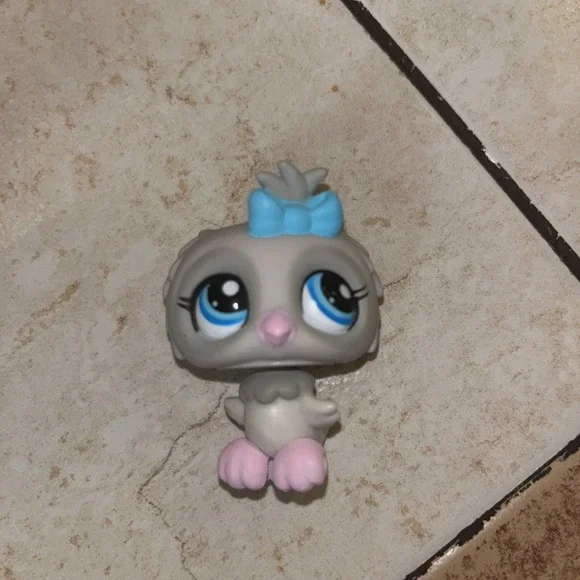 Littlest Pet Shop Bird Owl Gray Pink Baby Owl 1476 Authentic Lps