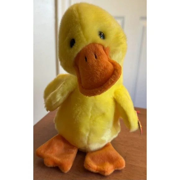 Ty‎ Beanie Buddies 1998 Quackers 9'' Yellow Duck Plush Retired MWMT