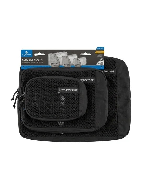Eagle Creek Pack It Reveal 3 Piece Packing Cube Set Travel Organizer Black Mesh