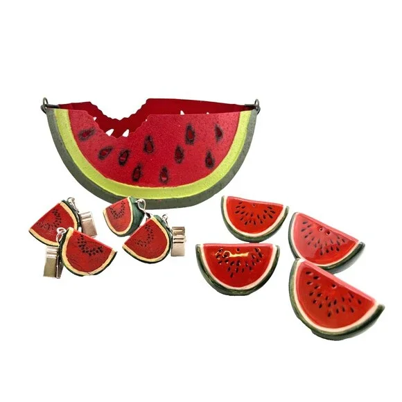 Watermelon Picnic Party Lot Salt & Pepper Shakers Tablecloth Clips Candle Holder