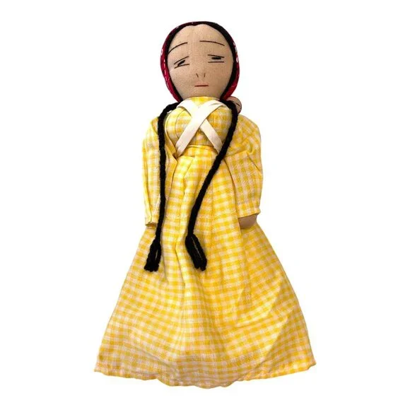 Vintage 1970s–80s Folk Art Cloth Doll with Baby – 13